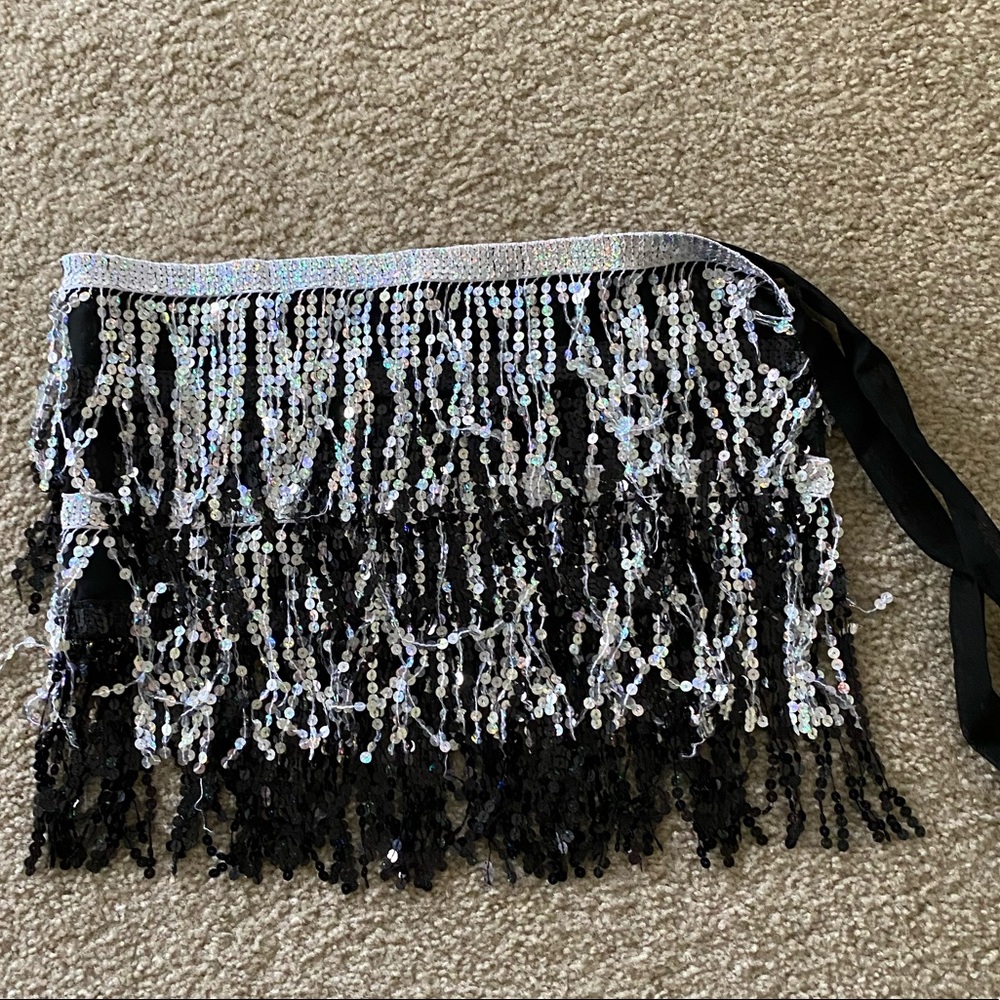 Black and Silver Wrap Around Skirt